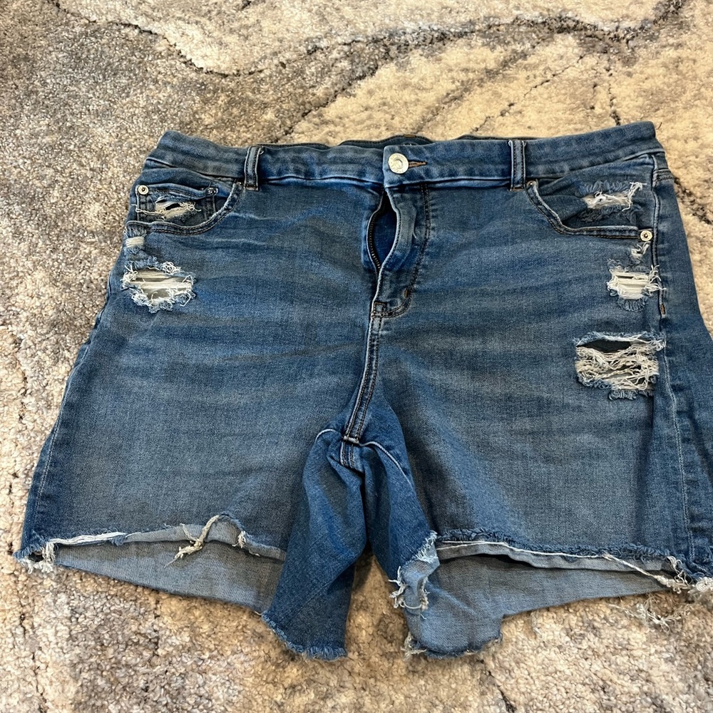 American Eagle Outfitters Blue Distressed Jean Shorts